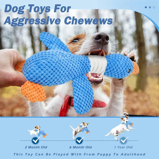 Goose Dog Toy for Aggressive Chewers Crinkle Squeaky