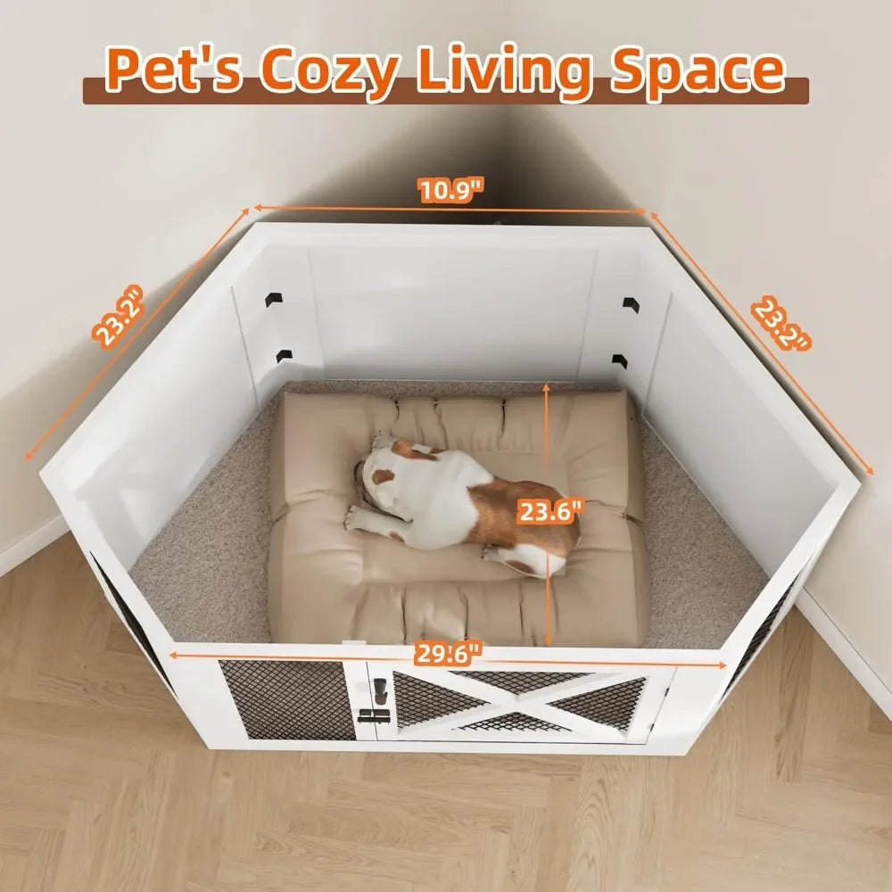 Corner Dog Crate Furniture,  End Table Mesh Panels,