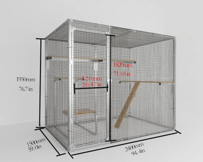 7.8×4.9 FT Metal Outdoor Cat Enclosure, Large Walk-in Cat House