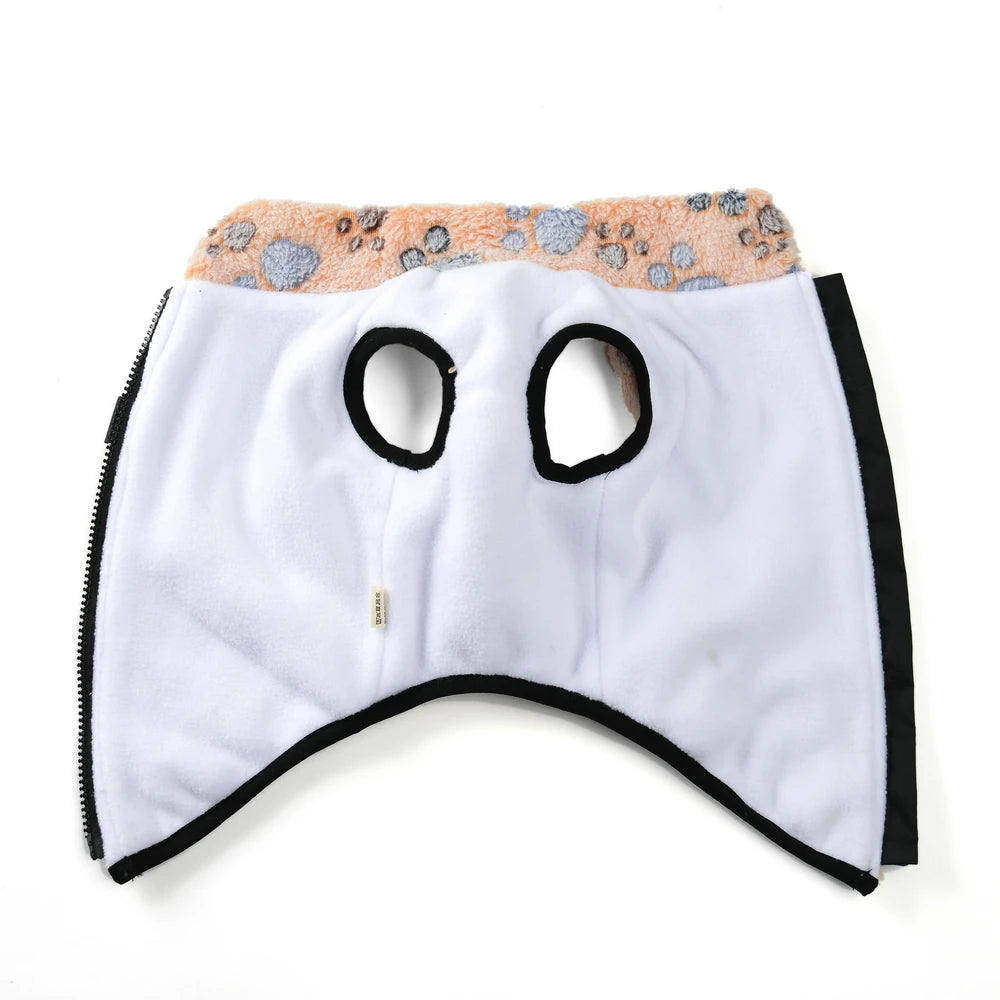 Dog Clothes Warm Paw Print Fleece Jacket