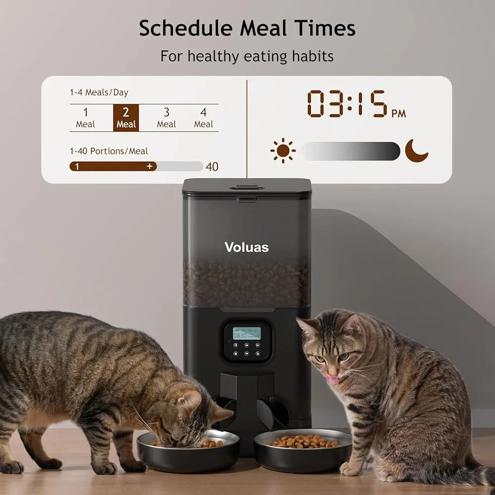 Automatic Double Pet Feeder with 2 Stainless Steel Bowls