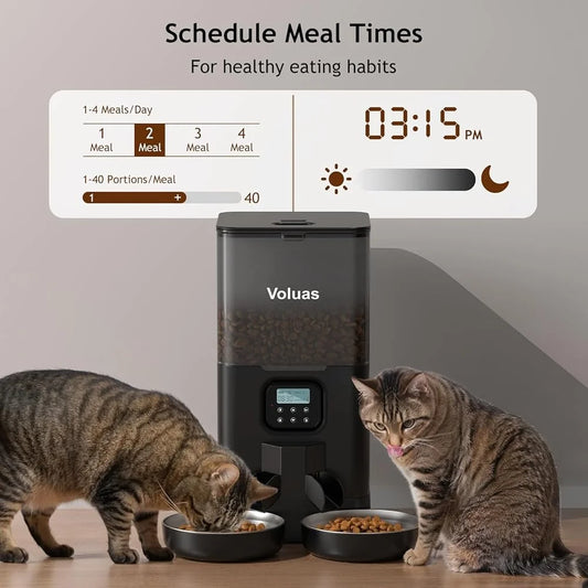 Automatic Double Pet Feeder with 2 Stainless Steel Bowls