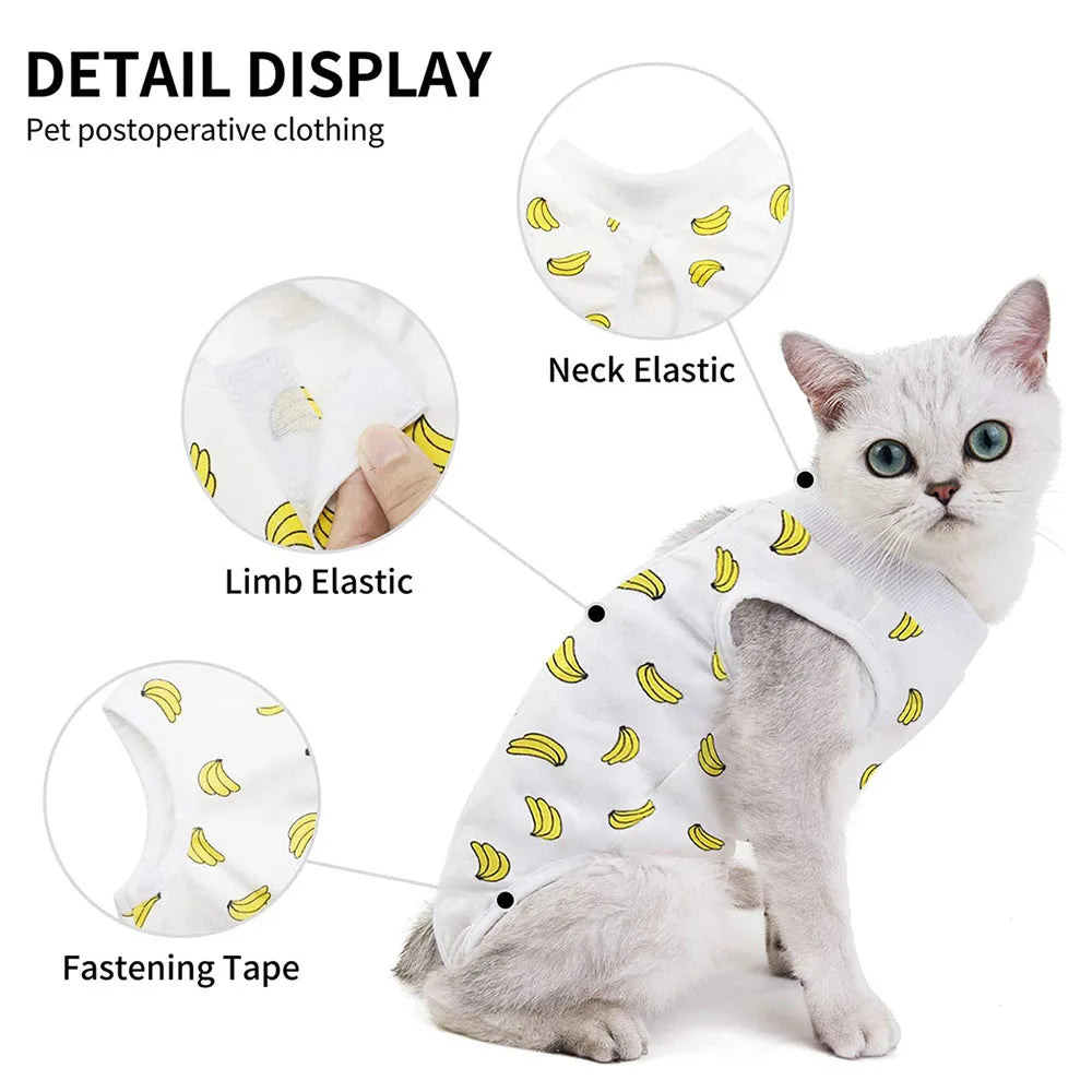 Cat Recovery Suit for Abdominal Skin Anti Licking Pajamas