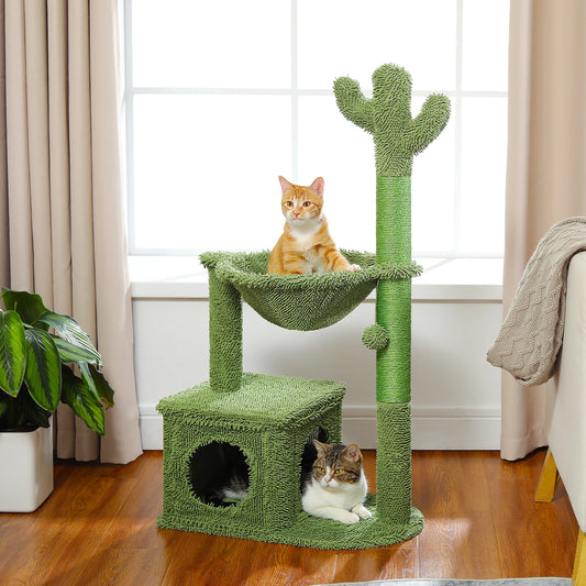 Cactus Cat Tree Condo, Hammock, Dangling Ball,Scratching Post