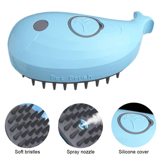 USB Rechargeable Water Spray Brush for Washing Brushing Pets