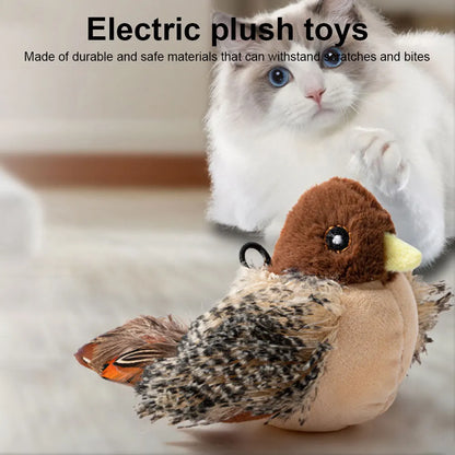 Plush Electric Squeaky Simulated Chirping Bird Cat Toy