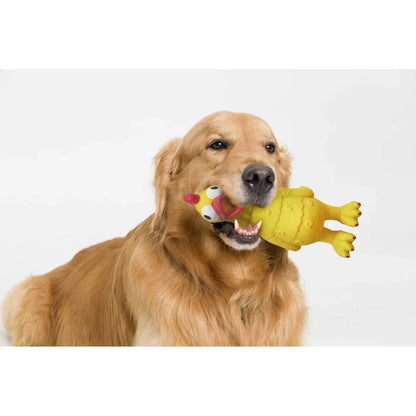 Yellow Chicken Dog Toy  Squeaker Indoor Play Fetching