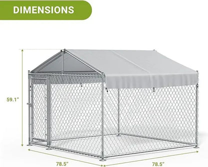 Large Outdoor Kennel Fully Covered Roof Metal Galvanized