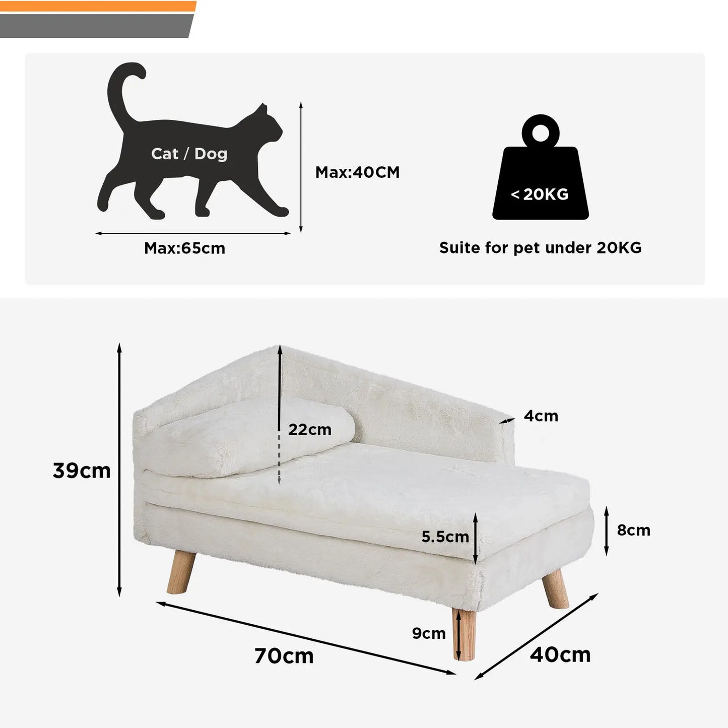 Elevated Pet Bed Solid Wood Leg Sofa
