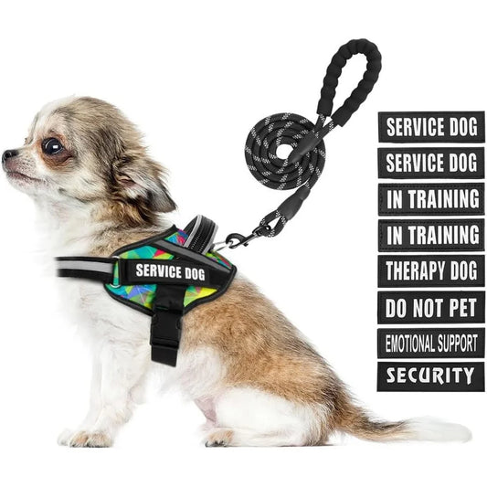 Service Dog Harness Leash 10 Patches