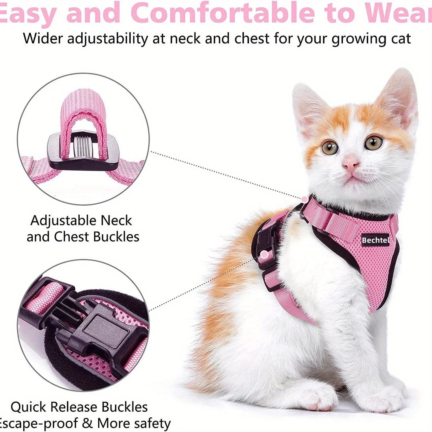 Cat Leash Non-Slip Adjustable Leash Non-Slip Vest
