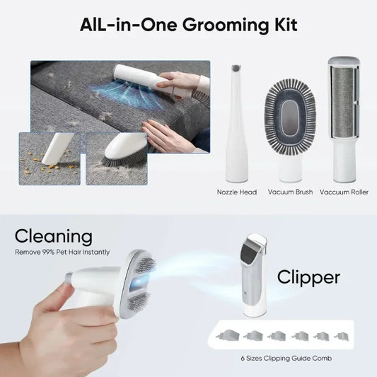 Dog Grooming Kit, 2.5L Pet Hair Vacuum, 5-In-1 Electric Clippers