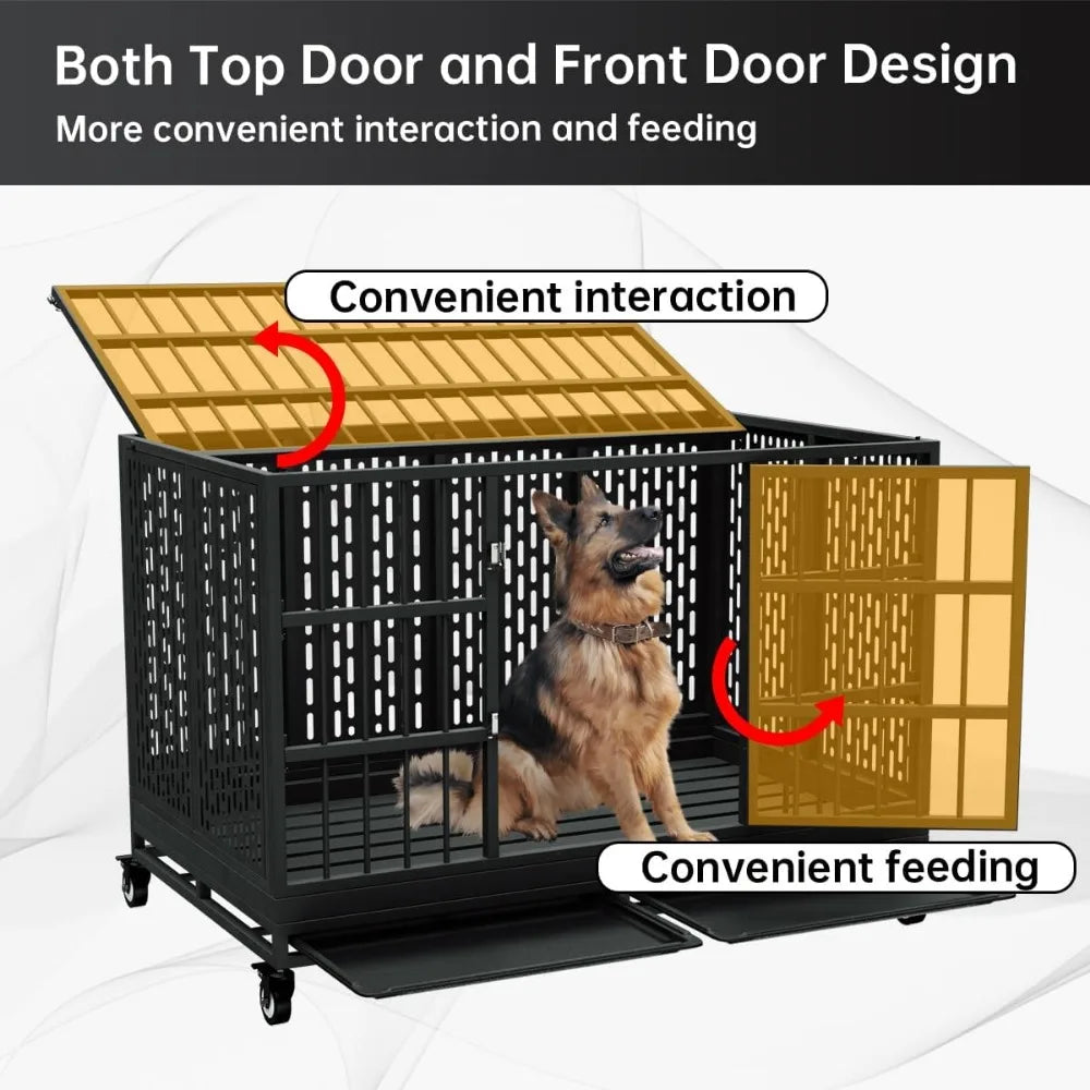 Heavy Duty Dog Crate with Wheels
