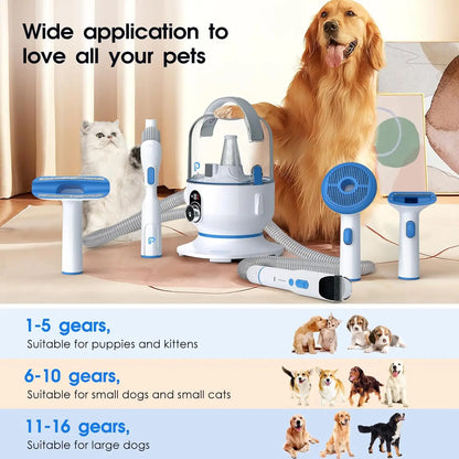 Professional Pet Grooming Vacuum Kit with 5 Grooming Tools