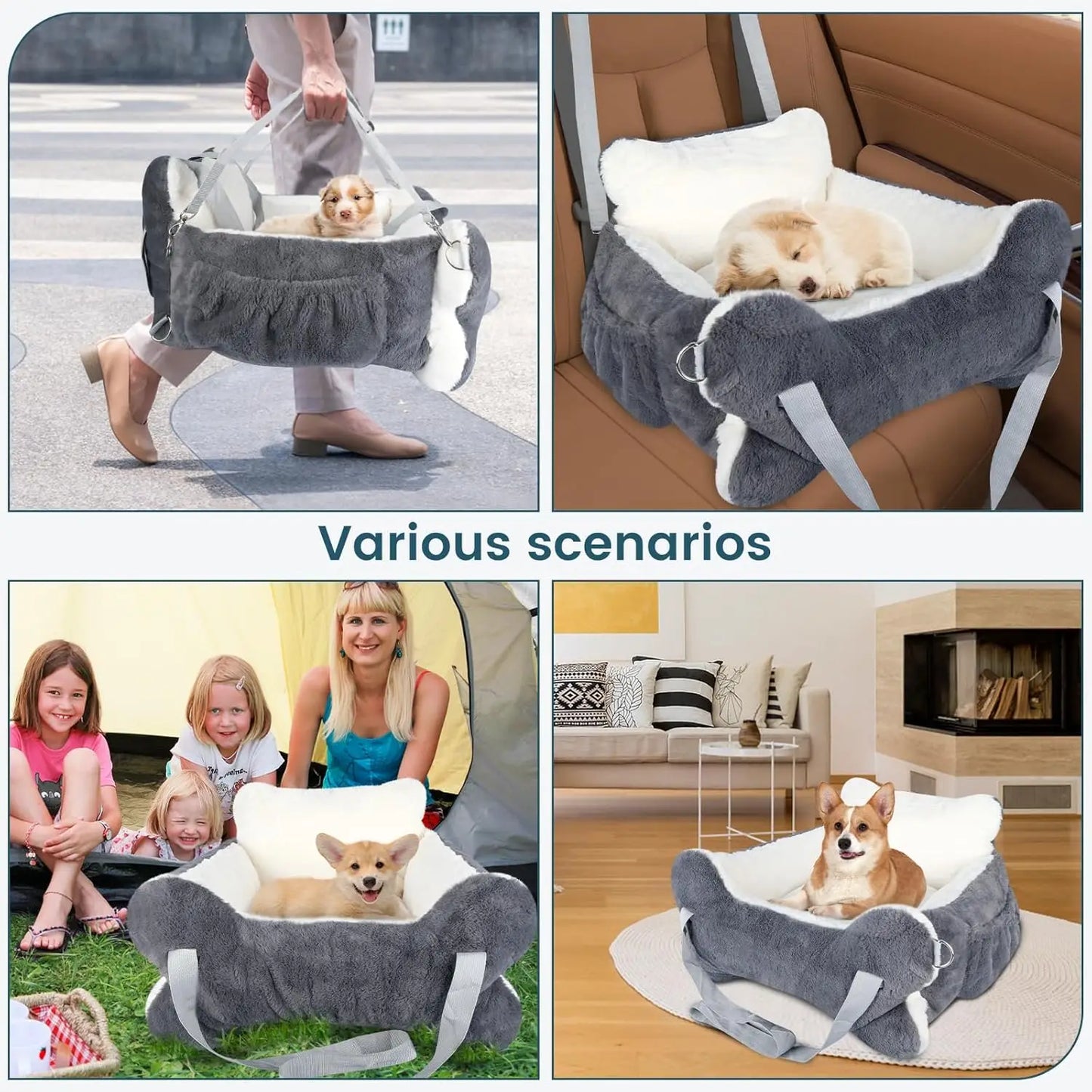 Plush Booster Seat with Non-Slip Bottom, Safety Leash