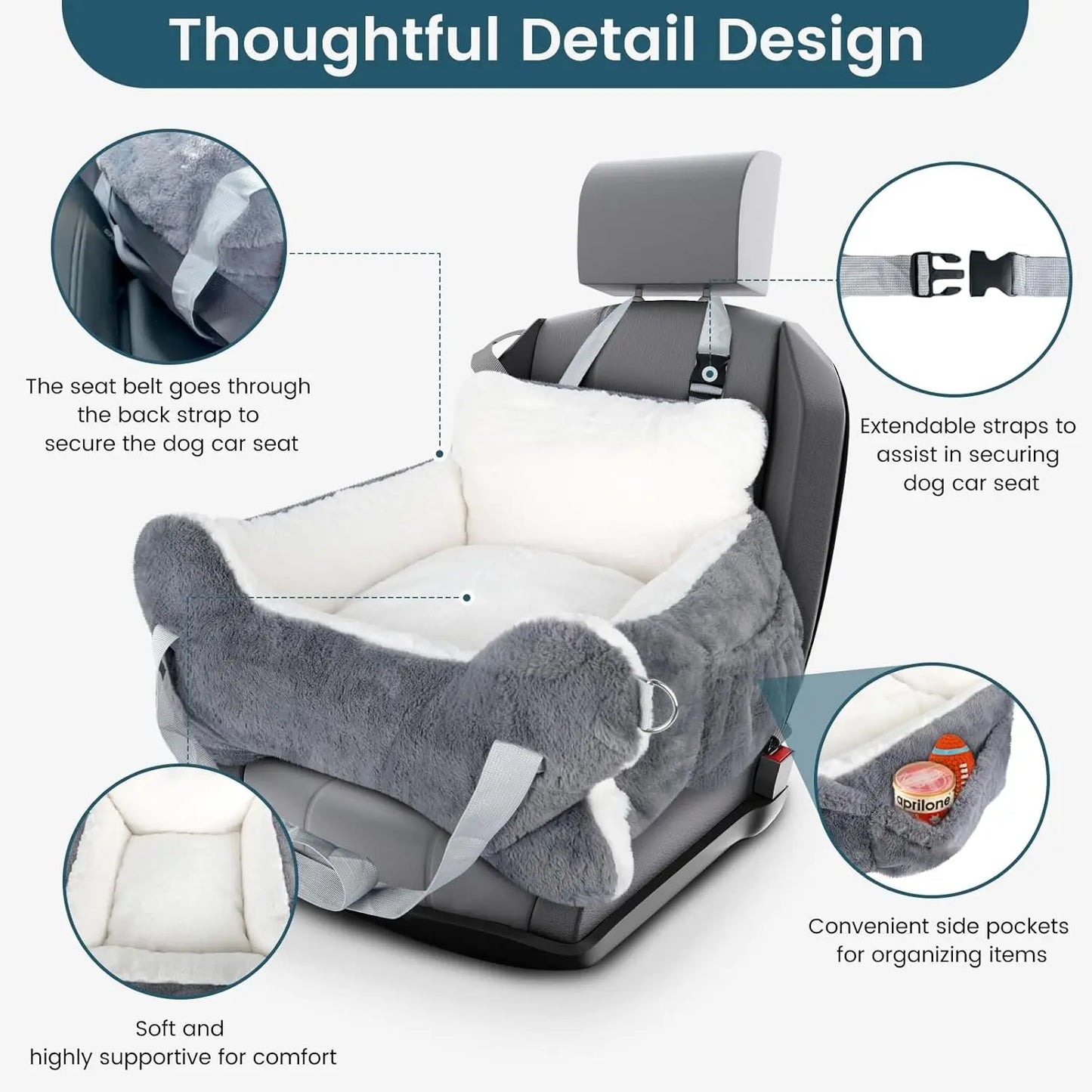 Plush Booster Seat with Non-Slip Bottom, Safety Leash
