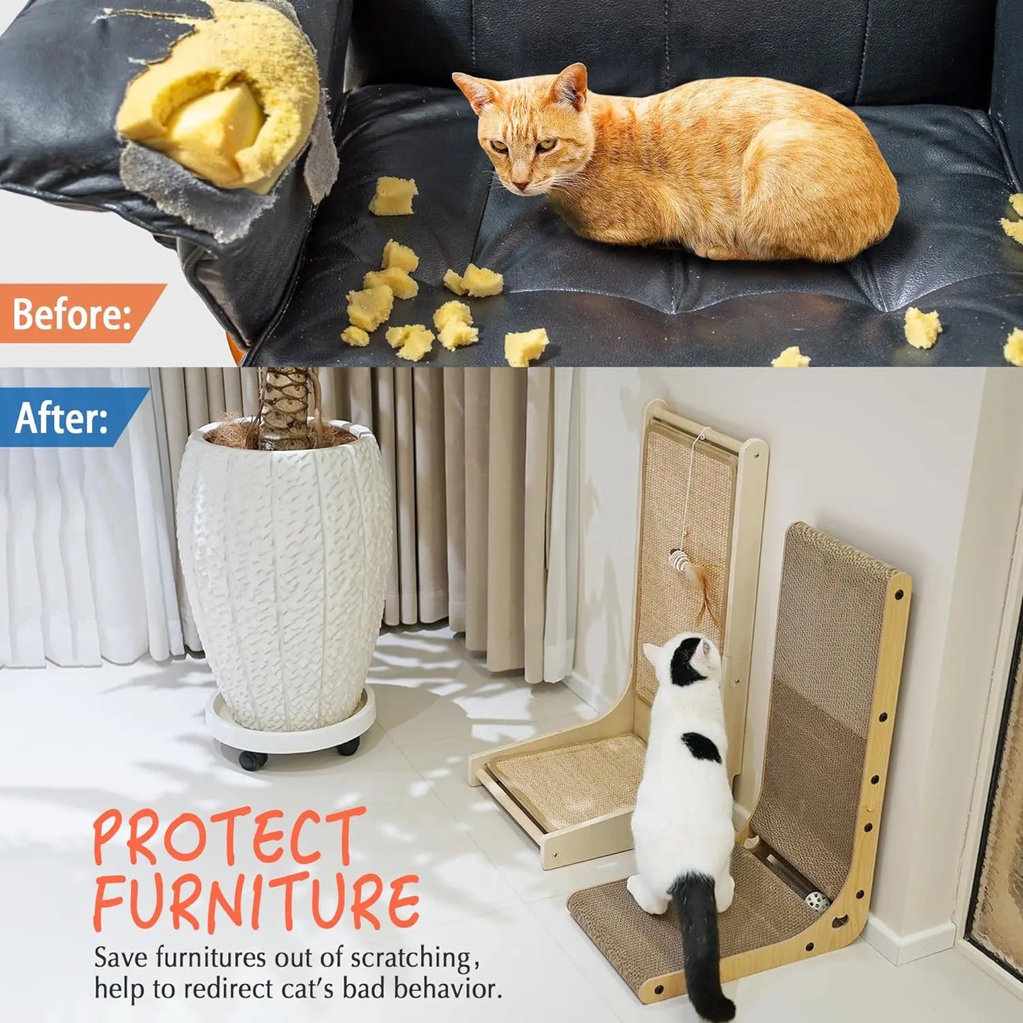 L Shape Cat Scratcher, Protecting Furniture Cardboard