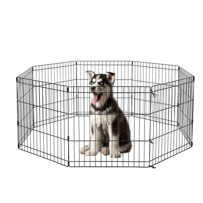 Sturdy Black Octagonal Metal Dog Playpen, Foldable Design