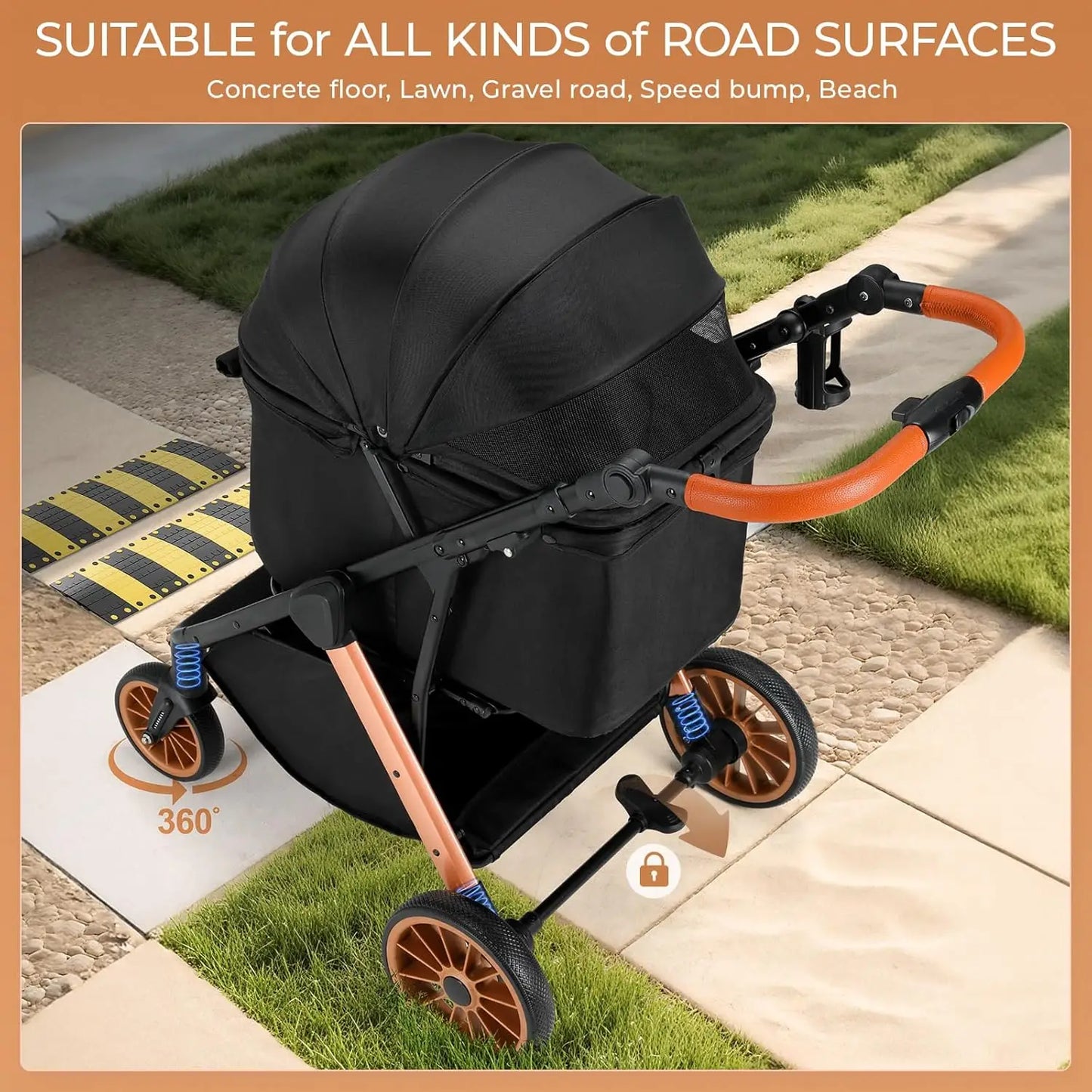 Foldable Stroller/Up to 55 Lbs/Height-Adjustable