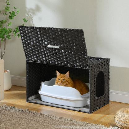 Rattan Cat Litter Box Enclosure: Taller Doorway