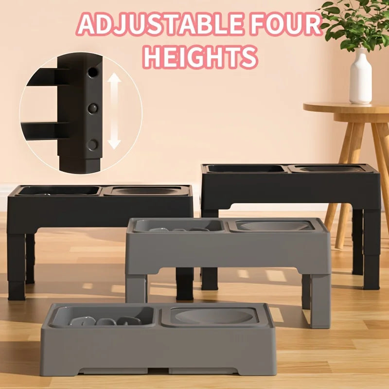 Adjustable Stainless Steel Pet Bowl Table,  Non-Slip Design