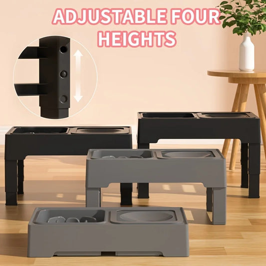 Adjustable Stainless Steel Pet Bowl Table,  Non-Slip Design
