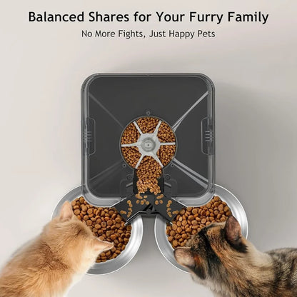 Automatic Double Pet Feeder with 2 Stainless Steel Bowls
