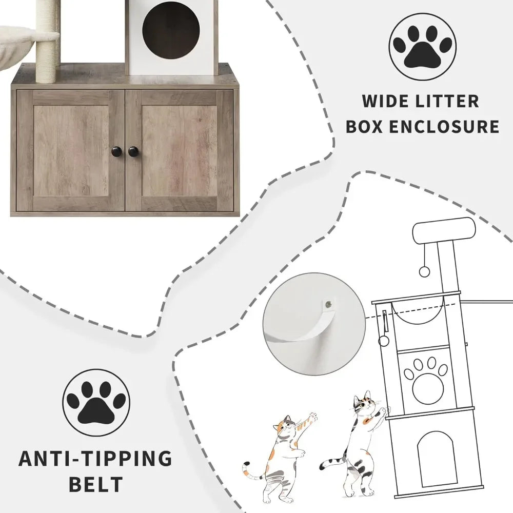 Cat Tree with Litter Box, Tower Condo
