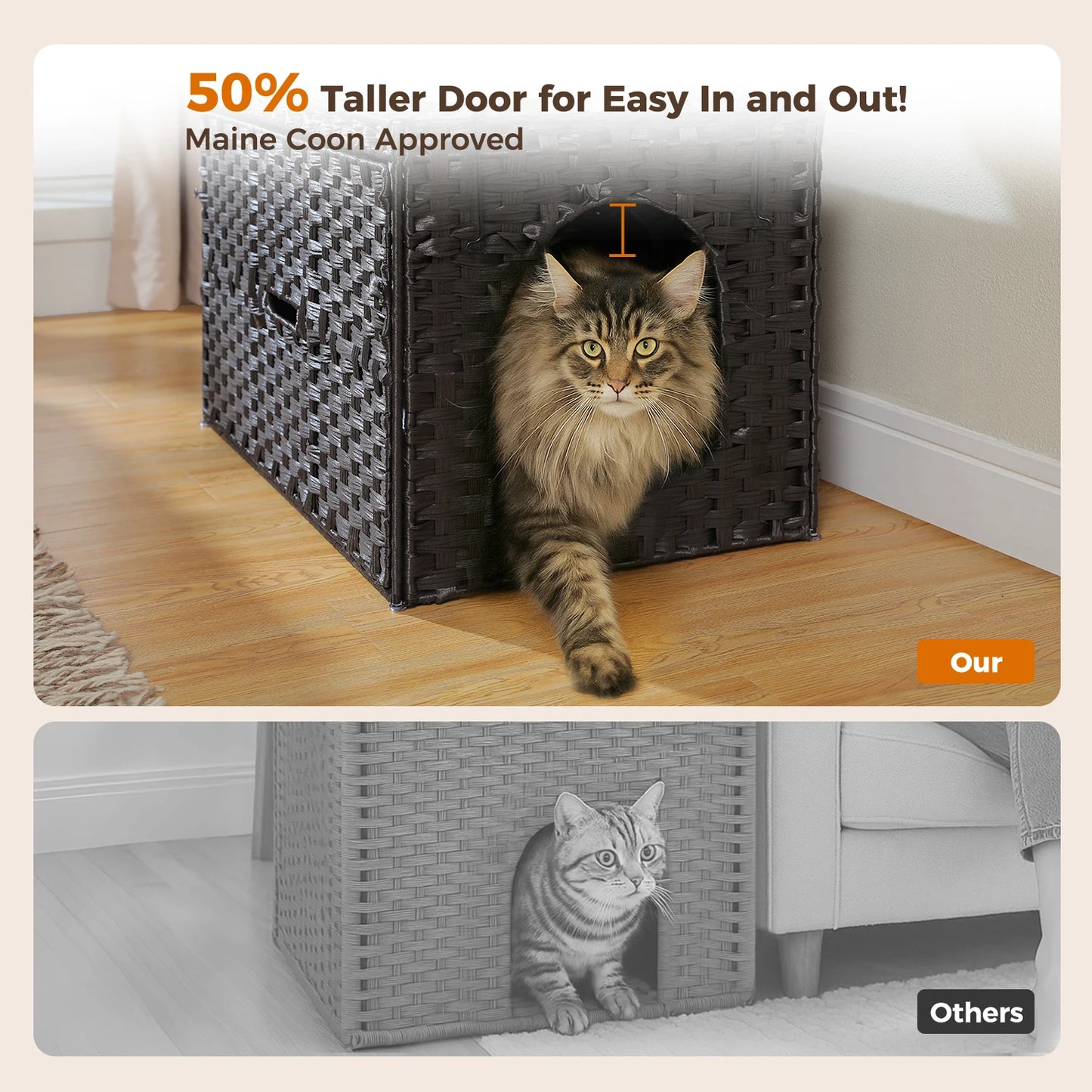 Rattan Cat Litter Box Enclosure: Taller Doorway