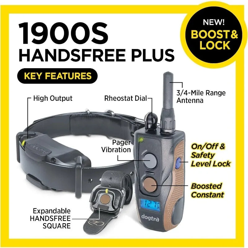Remote Dog Training E-Collar, HANDSFREE Square, 3/4-Mile Range, Rechargeable, Waterproof, High-Output, 1 Dog System, eCollar