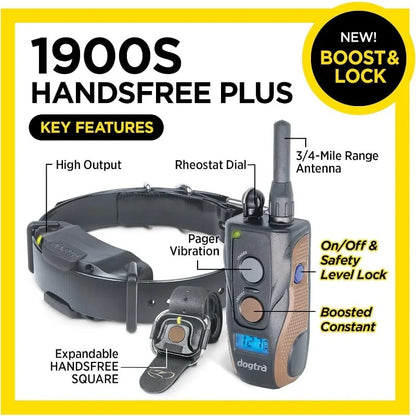 Remote Dog Training E-Collar, HANDSFREE Square, 3/4-Mile Range, Rechargeable, Waterproof, High-Output, 1 Dog System, eCollar