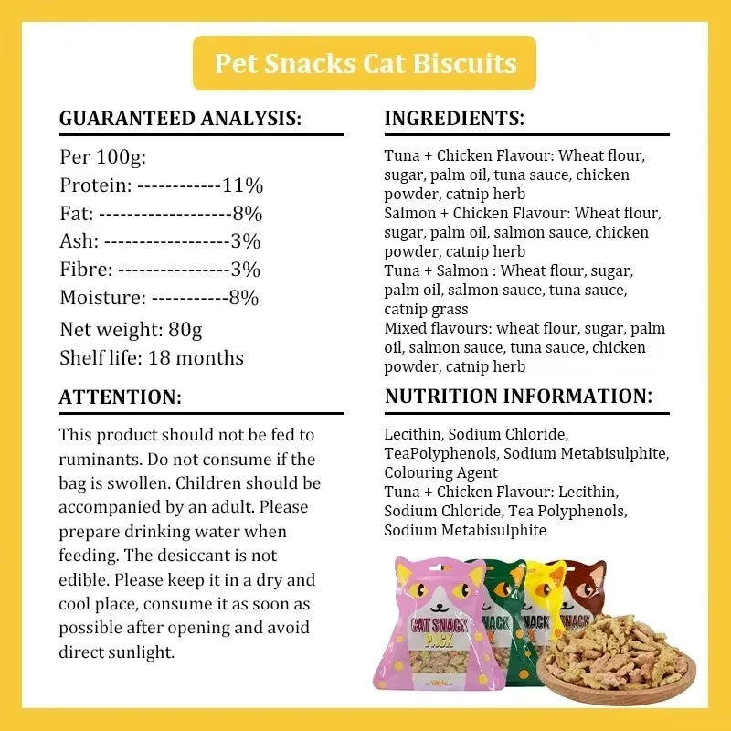 Cat Biscuits Salmon, Chicken, Tuna Crispy Catnip