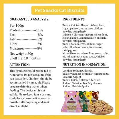 Cat Biscuits Salmon, Chicken, Tuna Crispy Catnip