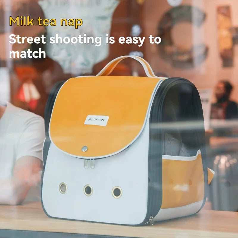 Portable Large-Capacity Pet Backpack, Double-Shoulder, Breathable