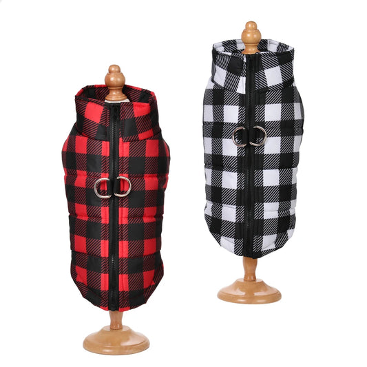 Plaid Print Jacket With Zipper Waterproof Winter