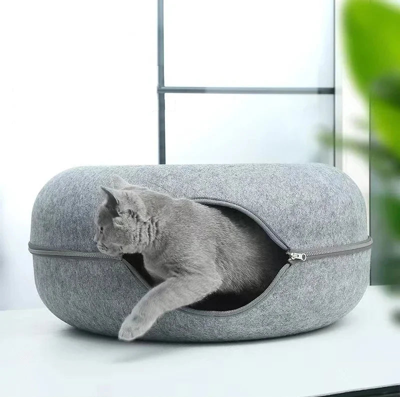 Donut Cat Bed Interactive Game Toy Tunnel