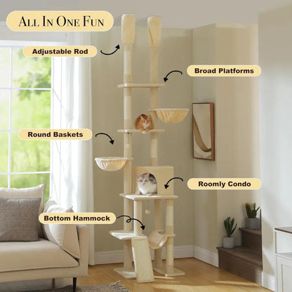 Floor to Ceiling Cat Tower with Adjustable Height