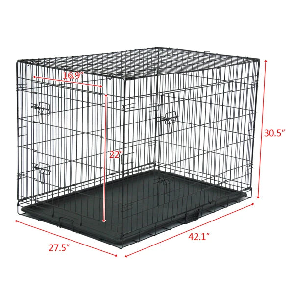 42" 36" 30" 24" Pet Kennel Cat Dog Folding Steel Crate