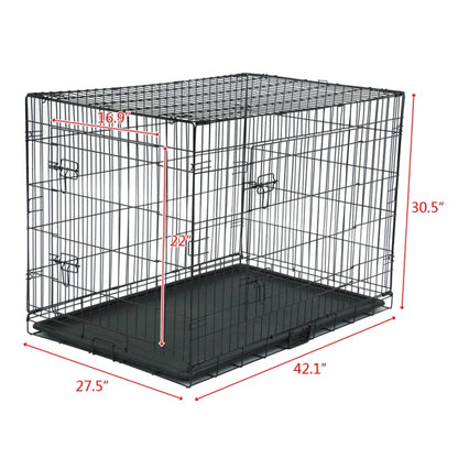 42" 36" 30" 24" Pet Kennel Cat Dog Folding Steel Crate