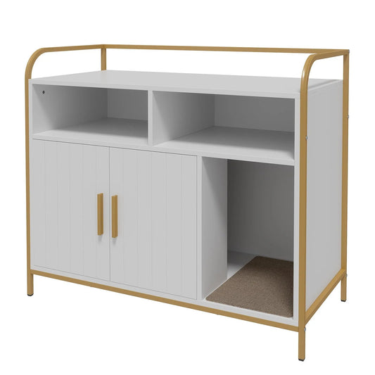 Wooden Cat Washroom Furniture with Barn Door