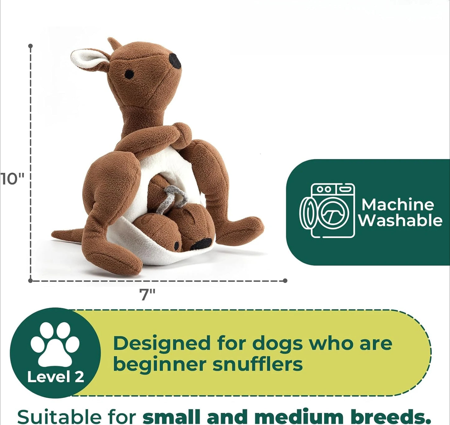 Interactive Kangaroo with Squeaker & Treat Pouch