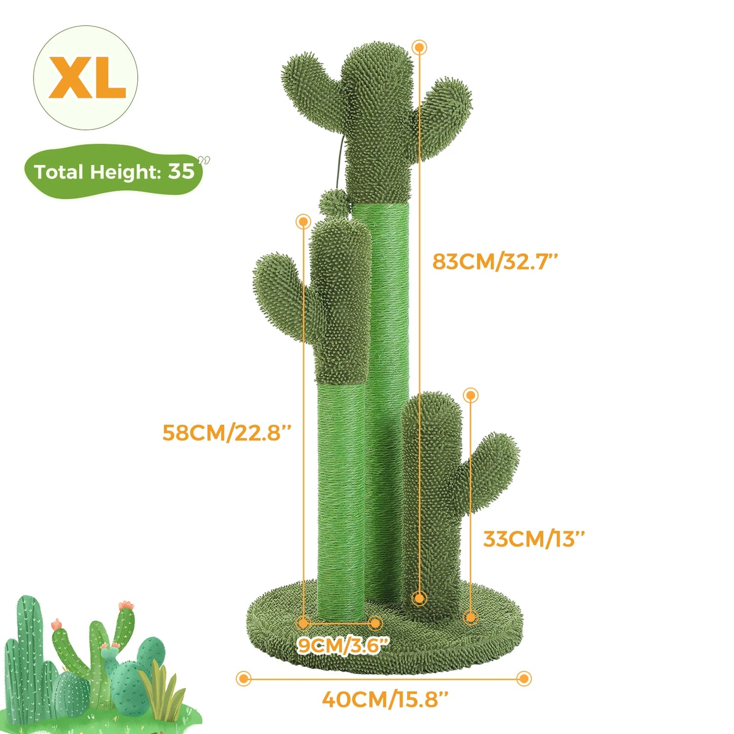 Cactus Cat Scratching Post Interactive Dangling Ball