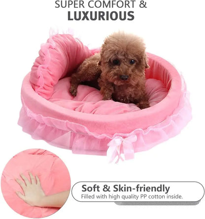 Pink Washable Dog Bed Soft Plush