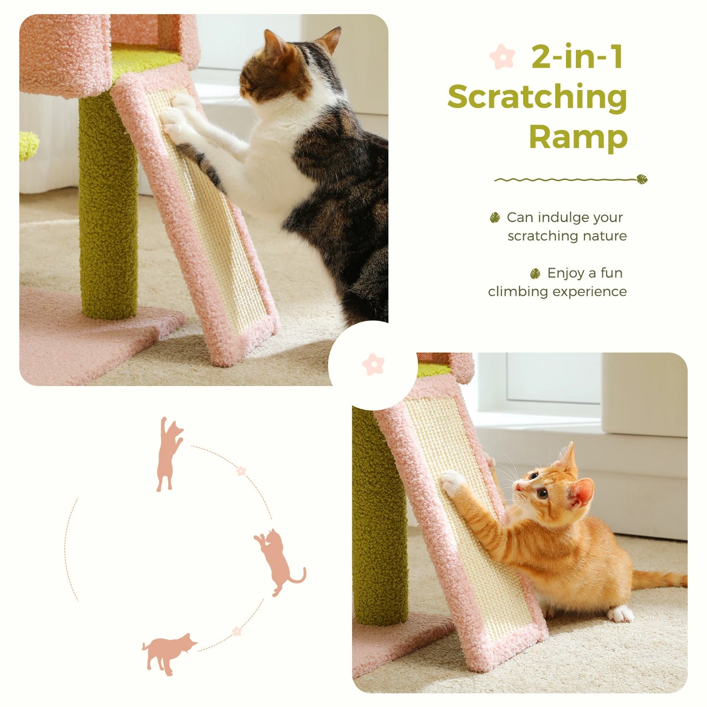 Multi-Level Flower Cat Tree Tower with Scratch Posts