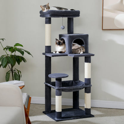 5-Level Cat Tower Hammock Sisal Covered Scratching Posts