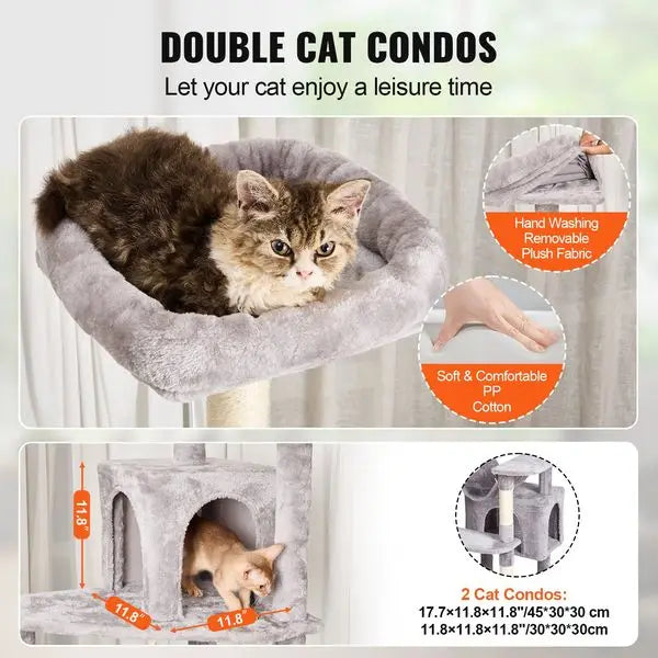 72' Cat Tower with 2 Cat Condos Sisal Scratching Post