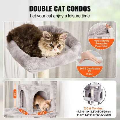 72' Cat Tower with 2 Cat Condos Sisal Scratching Post