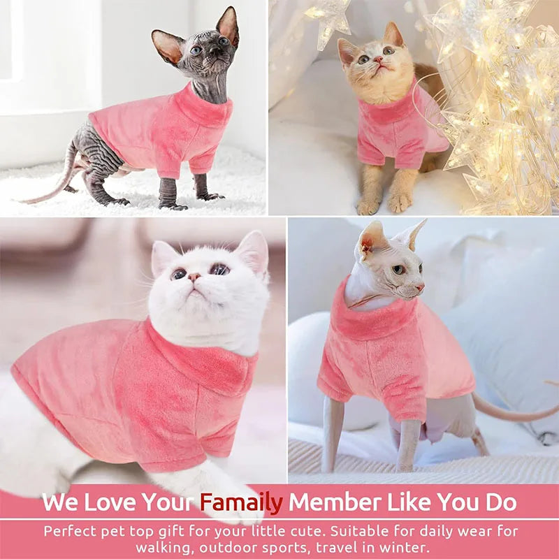 Sphynx Cat Sweater Turtleneck Winter Warm Soft