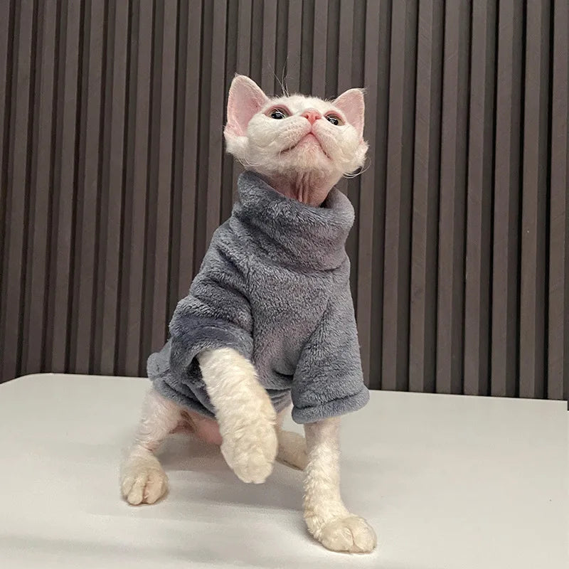 Sphynx Cat Sweater Turtleneck Winter Warm Soft