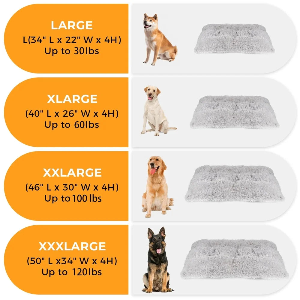 Large Dog Bed Fluffy Plush Washable Non-Slip Bottom